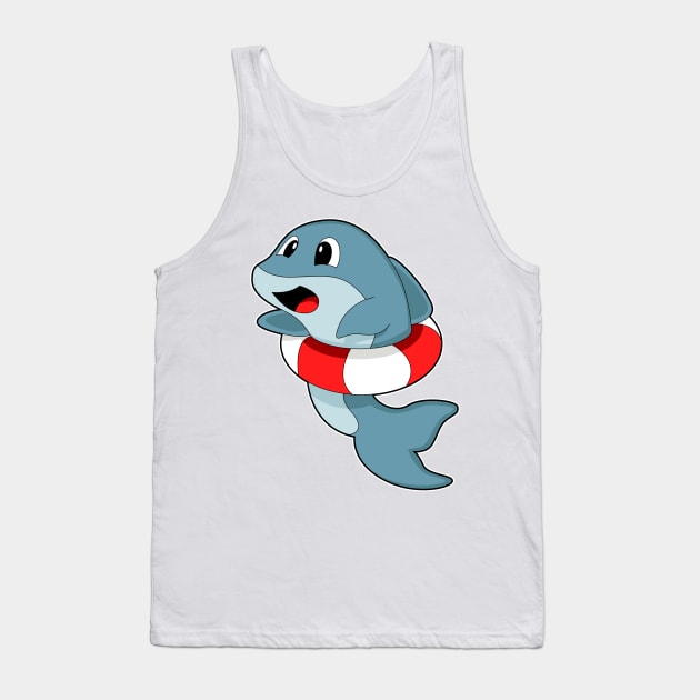 Dolphin at Swimming with Swim ring Tank Top by Markus Schnabel